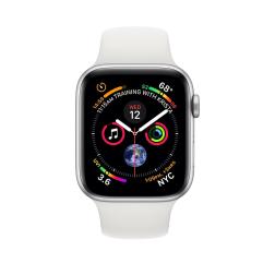 Apple Watch series 4 44mm GPS+Cellular Silver Aluminum Case with White Sport Band