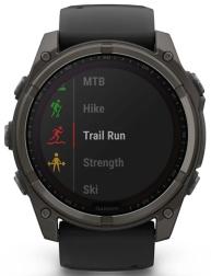 Умные часы Garmin Fenix 8 51 мм Solar, Sapphire Titanium, угольно-серый с DLC-покрытием и черным ремешком (010-02907-11)