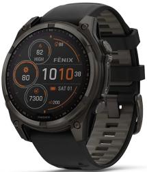 Умные часы Garmin Fenix 8 47mm Solar, Sapphire, титановый угольно-серый DLC с черным ремешком (010-02906-11)