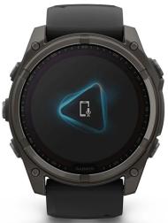 Умные часы Garmin Fenix 8 51 мм Solar, Sapphire Titanium, угольно-серый с DLC-покрытием и черным ремешком (010-02907-11)