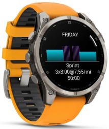 Умные часы Garmin Fenix 8 47 мм AMOLED Titanium with Orange Graphite Band, серебристый (010-02904-10)