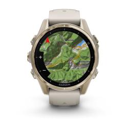 Часы Garmin Fenix 8 43mm Amoled Sapphire золотистый корпус, дымчато-серый ремешок (010-02903-11)