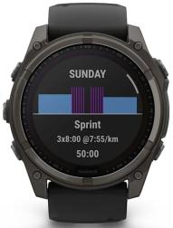 Умные часы Garmin Fenix 8 51 мм Solar, Sapphire Titanium, угольно-серый с DLC-покрытием и черным ремешком (010-02907-11)