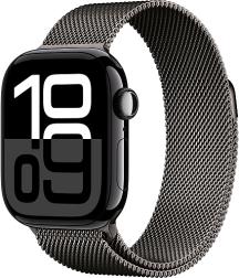 Apple Watch Series 10 46mm Jet Black Aluminum Case with Milanese Loop, Slate