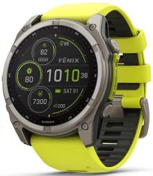 Умные часы Garmin Fenix 8 51 мм Solar, Sapphire Titanium, серый с желтым ремешком (010-02907-21)